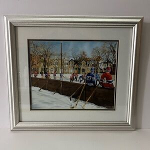 "Pick Up Game" Framed NHL art print Canadian artist Michel Lapensee, Hockey Pic